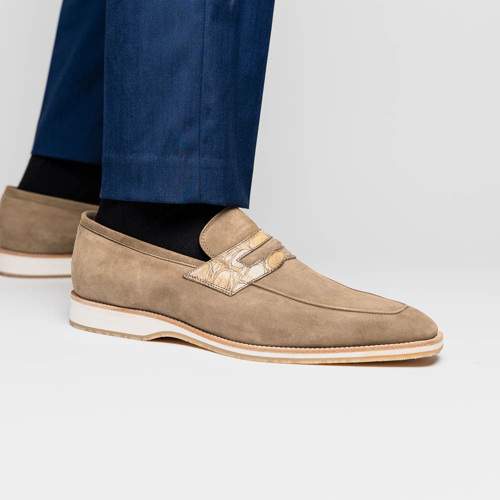 Zelli Italia 11-020-TPE MEO 3 Sueded Goatskin Penny Loafer, Taupe View 15