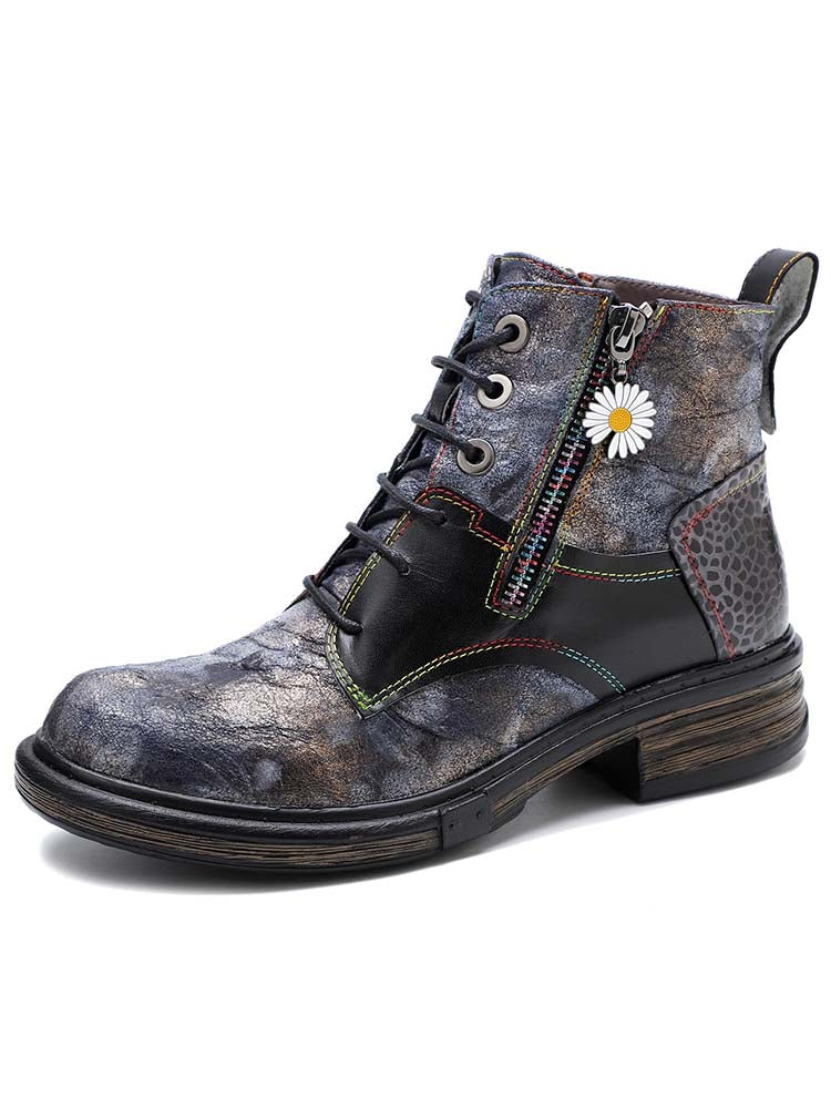 Genuine Leather Vintage Ankle Boots – product view 1