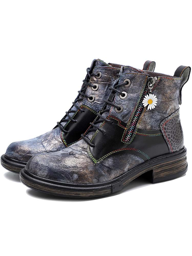 Genuine Leather Vintage Ankle Boots – product view 2