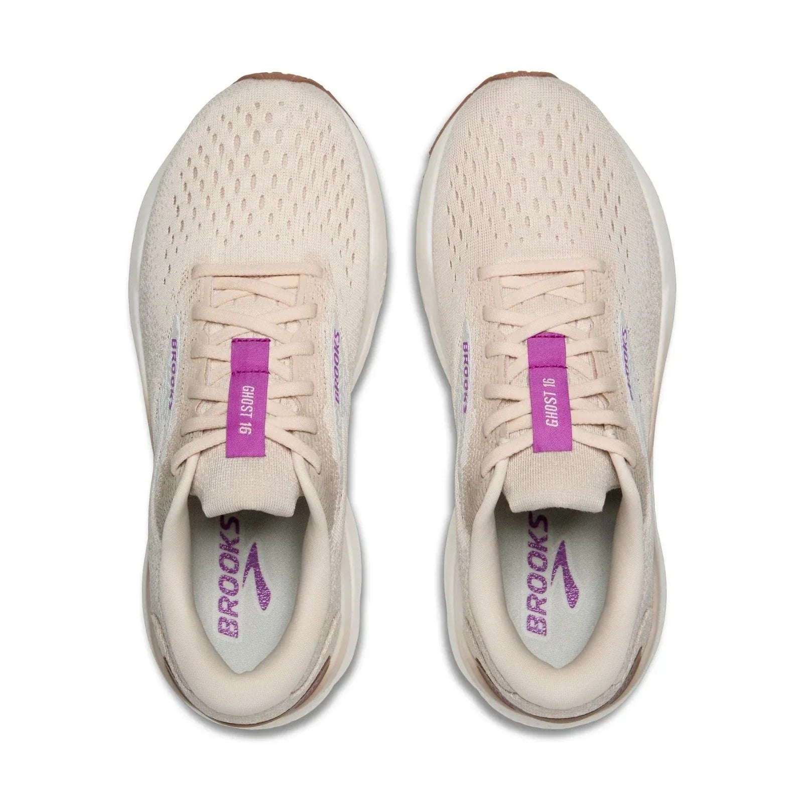 Brooks Ghost 16 Women's Sneakers — Almond Peach/Coconut/Purple Running