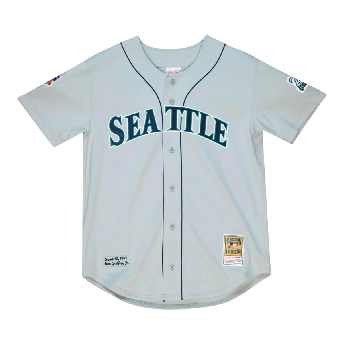 Mitchell & Ness Authentic Seattle Mariners 1997 Ken Griffey Jr. Men's Baseball Jersey — Grey – product view 1