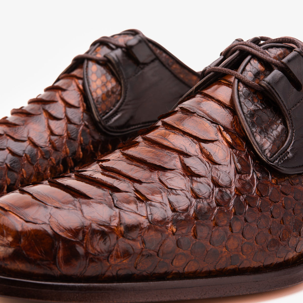 The Valmont Tan Python Leather Derby Men Shoe