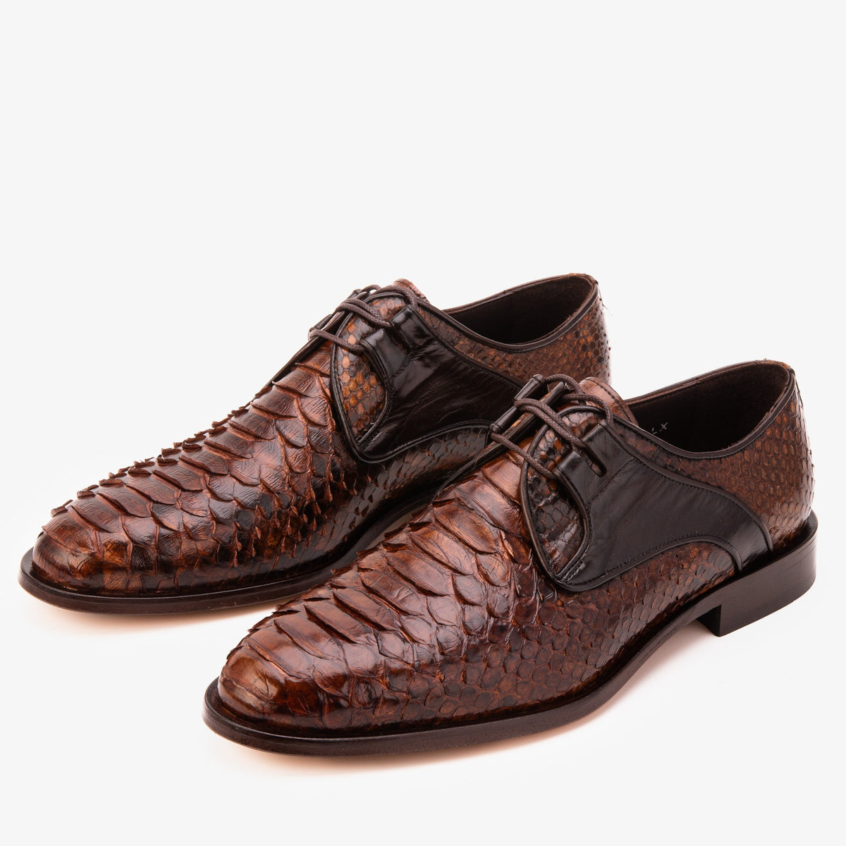 The Valmont Tan Python Leather Derby Men Shoe