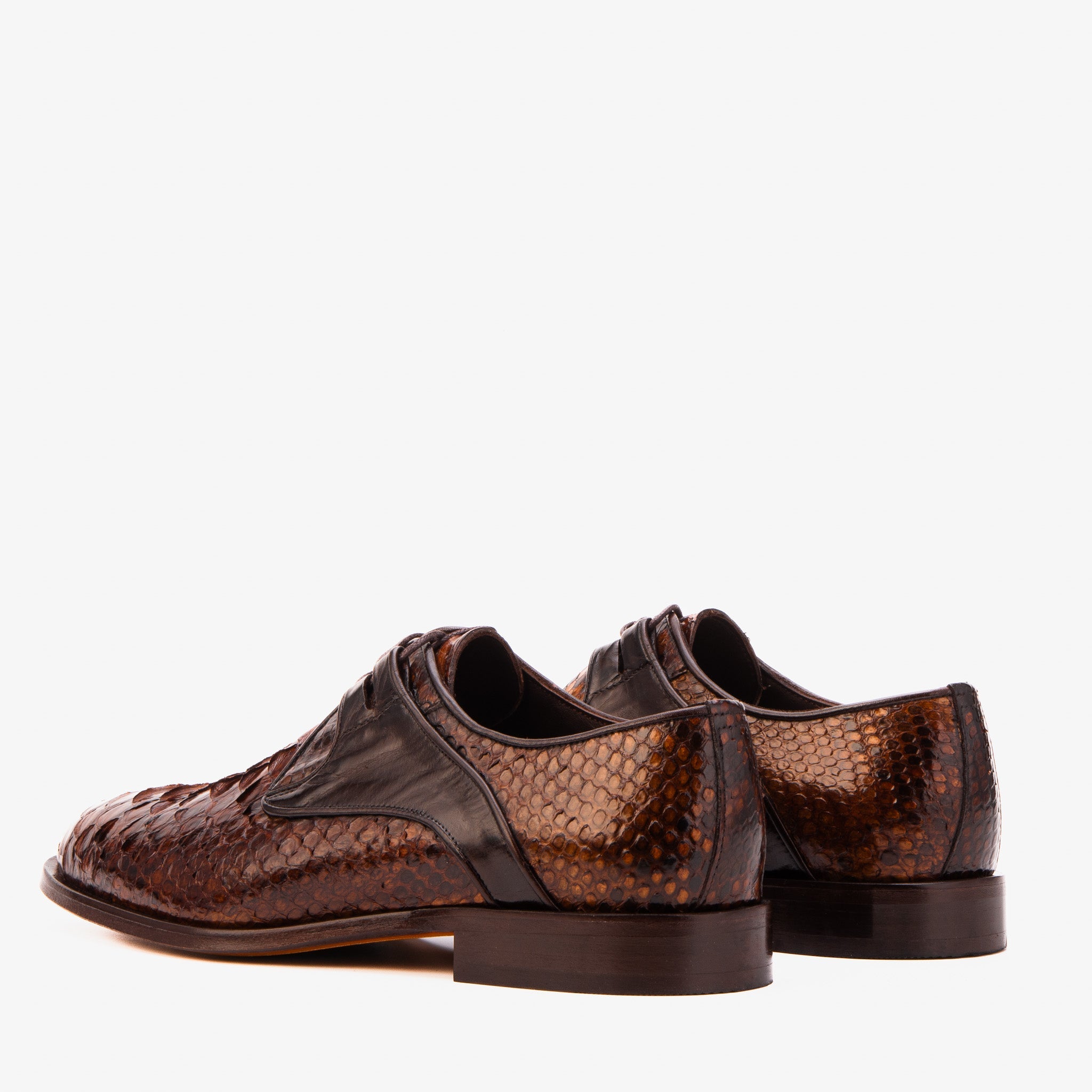 The Valmont Tan Python Leather Derby Men Shoe