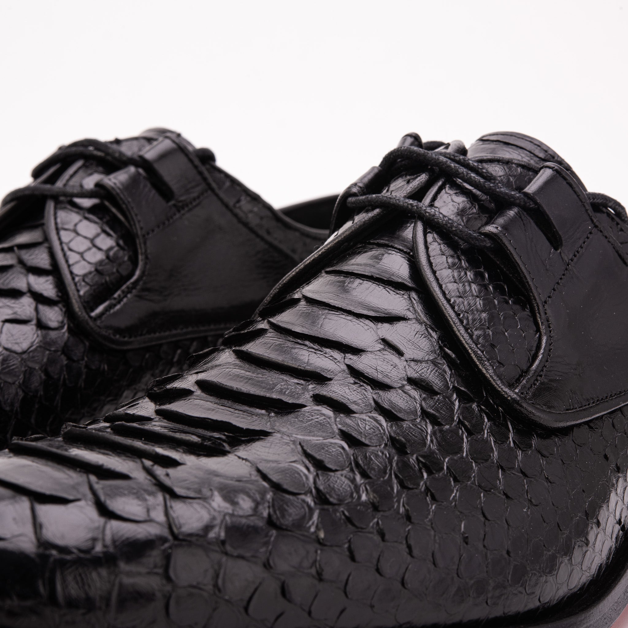 The Valmont Black Python Leather Derby Men Shoe
