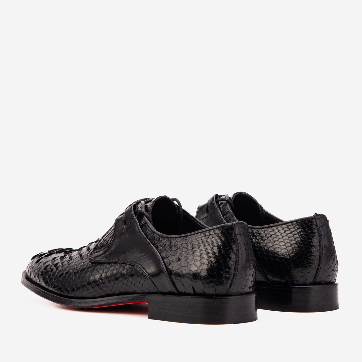 The Valmont Black Python Leather Derby Men Shoe