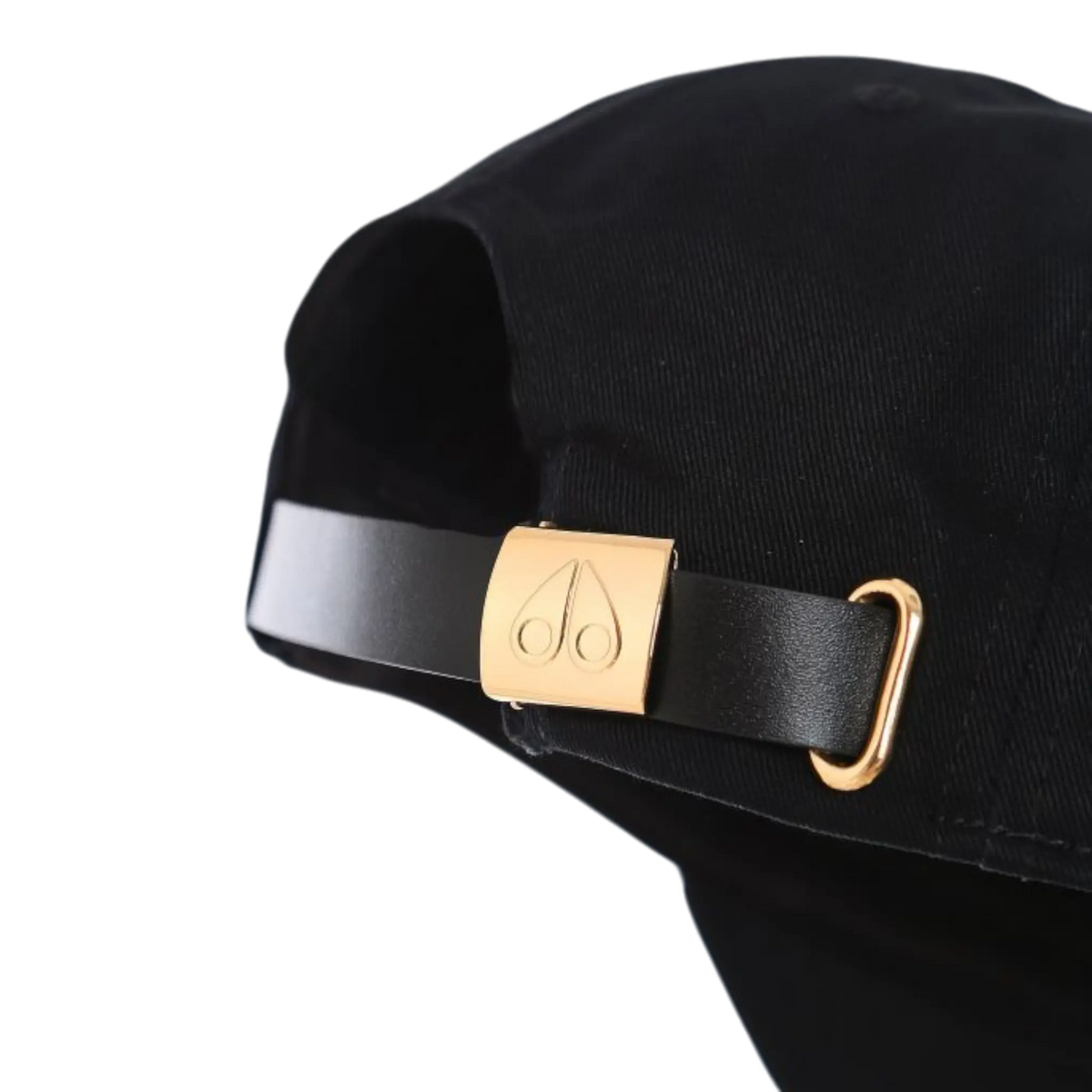 Moose Knuckles Logo Icon Adjustable Strapback Hat — Black/Gold Adjustable Cap – product view 2
