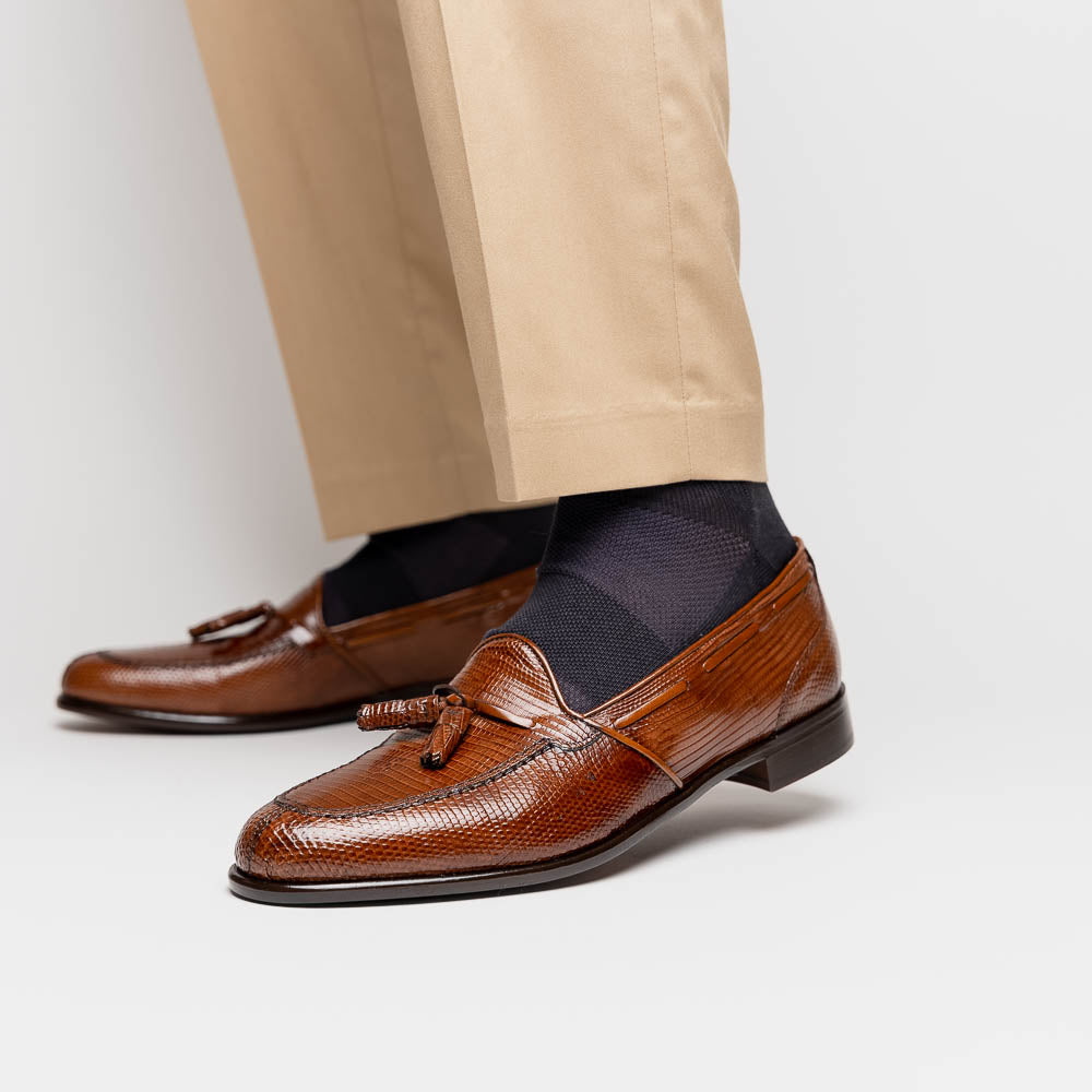 Zelli Italia 14-580-CGN FRANCO Teju Lizard Tassel Loafer, Cognac View 10