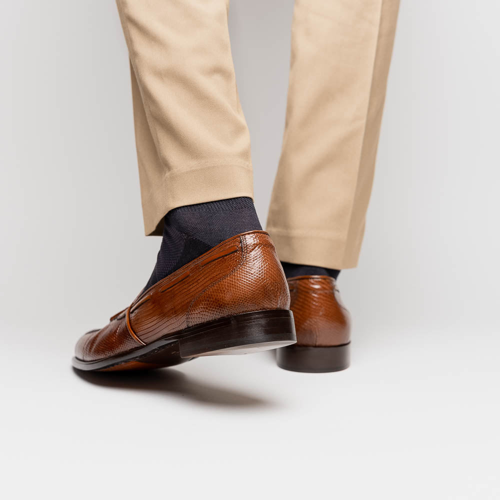 Zelli Italia 14-580-CGN FRANCO Teju Lizard Tassel Loafer, Cognac View 12