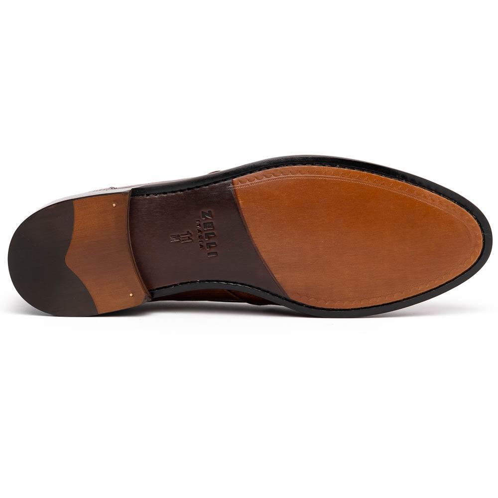 Zelli Italia 14-580-CGN FRANCO Teju Lizard Tassel Loafer, Cognac Top View