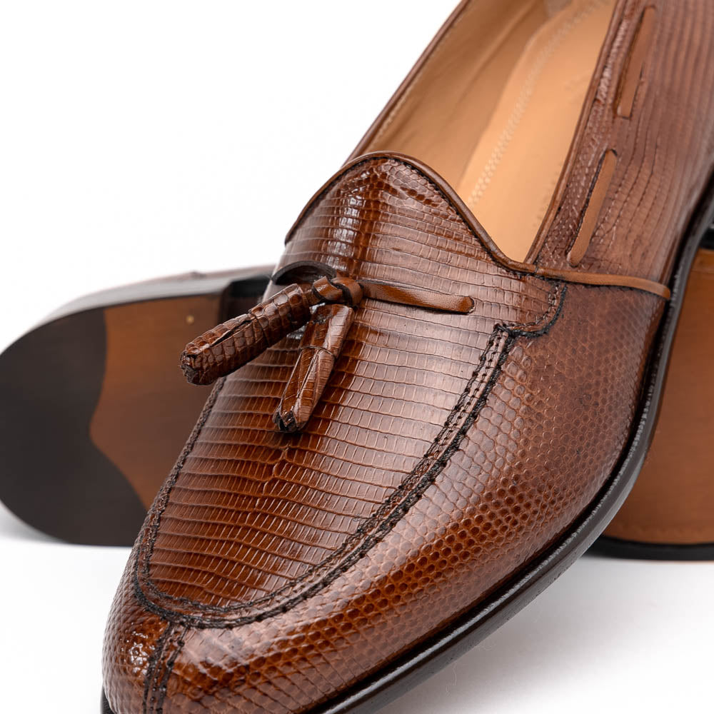 Zelli Italia 14-580-CGN FRANCO Teju Lizard Tassel Loafer, Cognac Back View