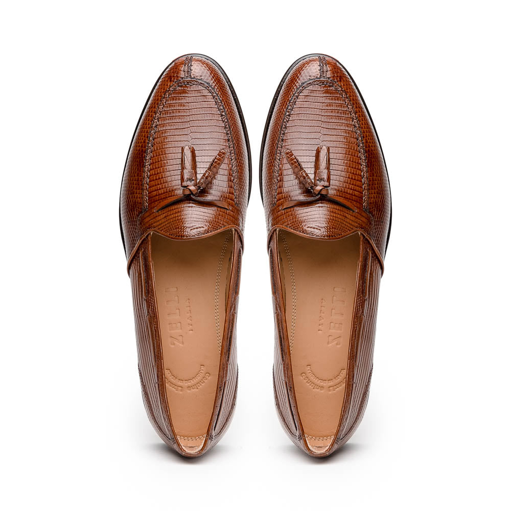 Zelli Italia 14-580-CGN FRANCO Teju Lizard Tassel Loafer, Cognac Detail View