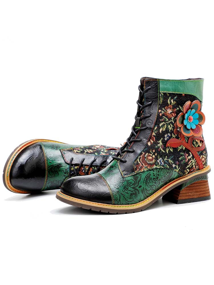 Vintage Handmade Stunning Floral Ankle Boots – product view 5