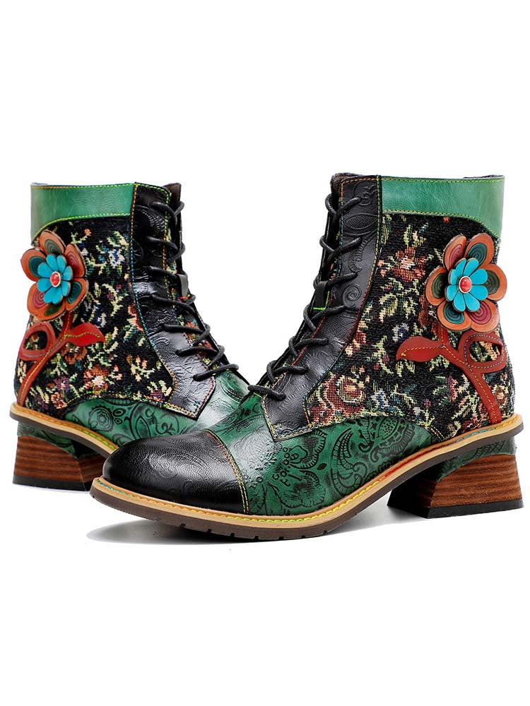 Vintage Handmade Stunning Floral Ankle Boots – product view 6