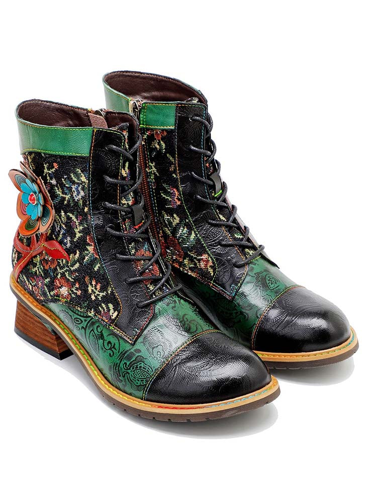 Vintage Handmade Stunning Floral Ankle Boots – product view 7