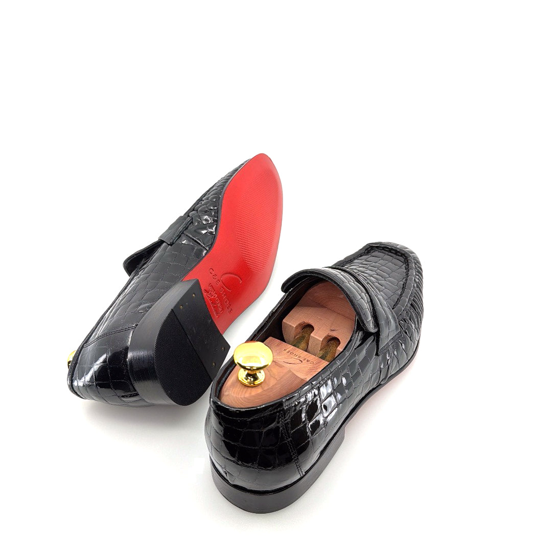 C&E Fashions C Collection Crocodile Leather Loafer - Black – product view 8