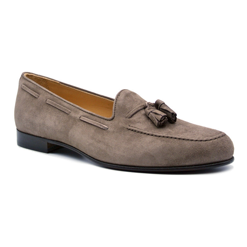 Zelli Italia 16-580-MOC NAPLES Italian Kid Suede Tassel Loafer, Mocha Front View