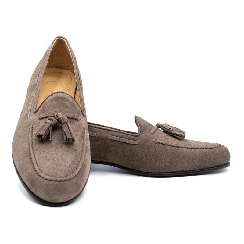 Zelli Italia 16-580-MOC NAPLES Italian Kid Suede Tassel Loafer, Mocha Side View