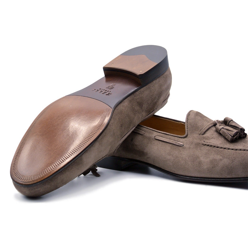Zelli Italia 16-580-MOC NAPLES Italian Kid Suede Tassel Loafer, Mocha Top View