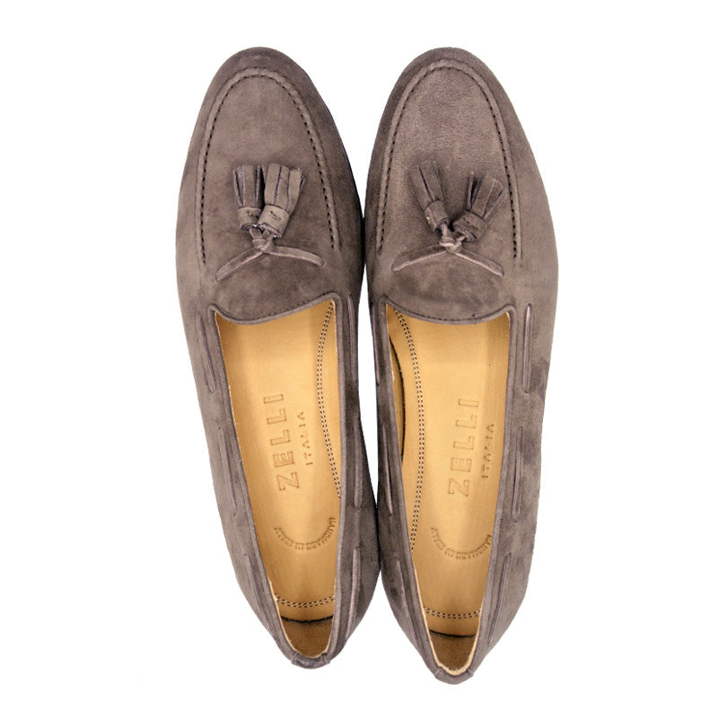 Zelli Italia 16-580-MOC NAPLES Italian Kid Suede Tassel Loafer, Mocha Lifestyle View