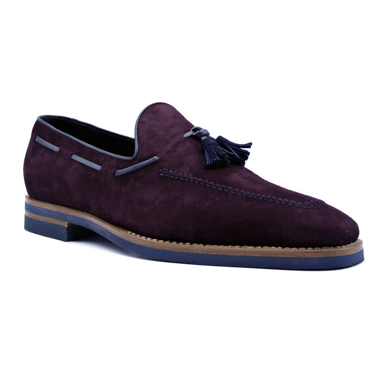 Zelli Italia Men's 16-625-BDX CRAWFORD Sueded Goatskin & Crocodile Tassel Loafer, Bordeaux