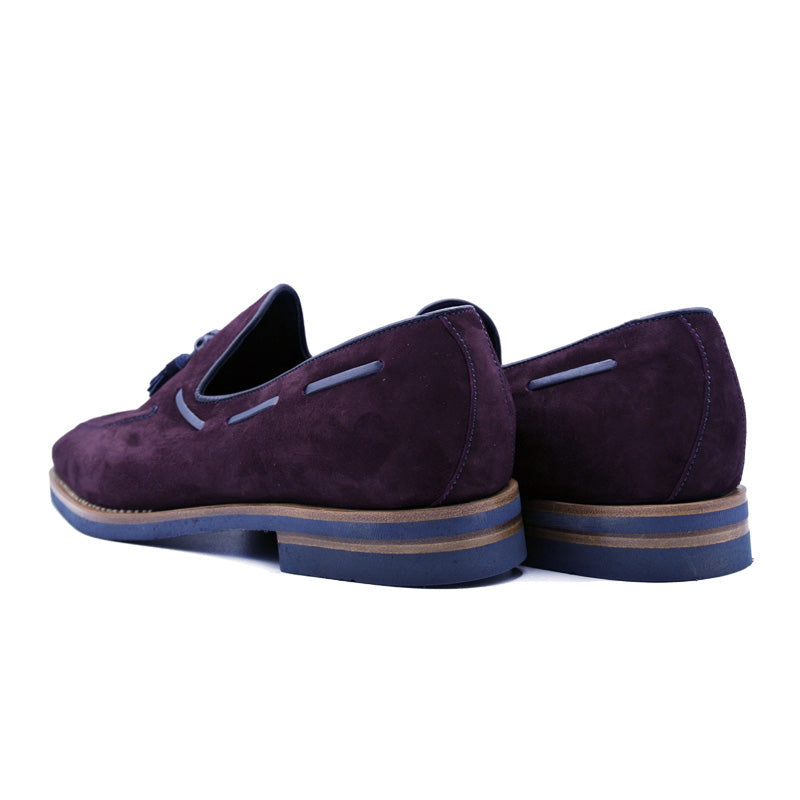 Zelli Italia Men's 16-625-BDX CRAWFORD Sueded Goatskin & Crocodile Tassel Loafer, Bordeaux