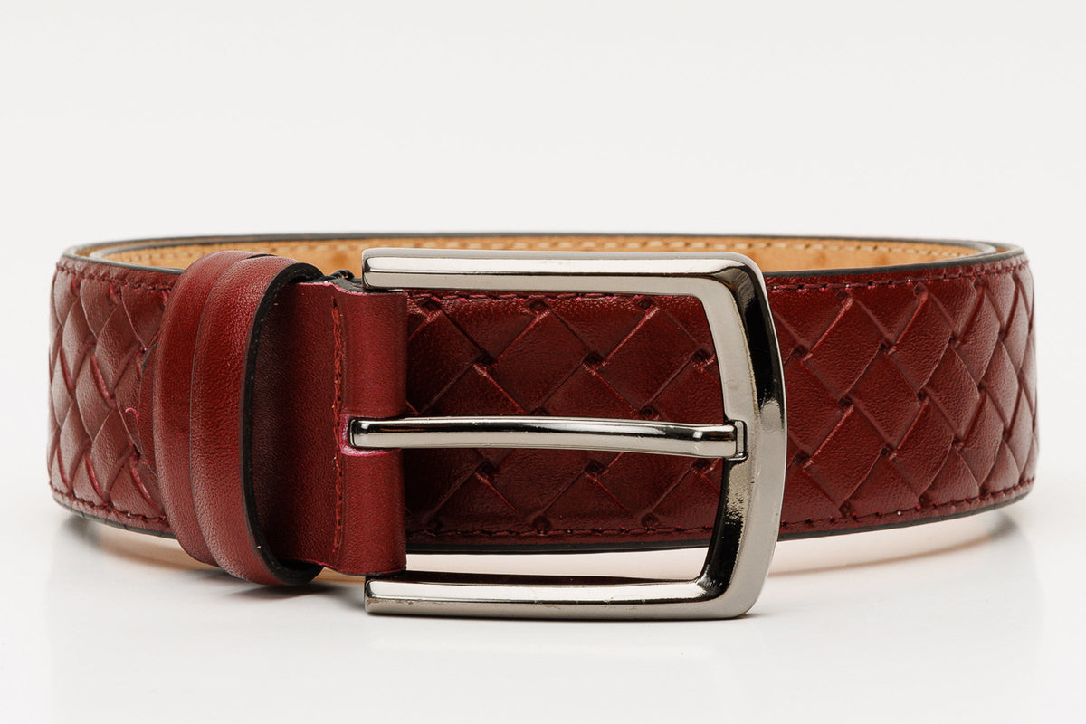 Vinci Leather The Turan Burgundy Woven Leather Belt – product view 4