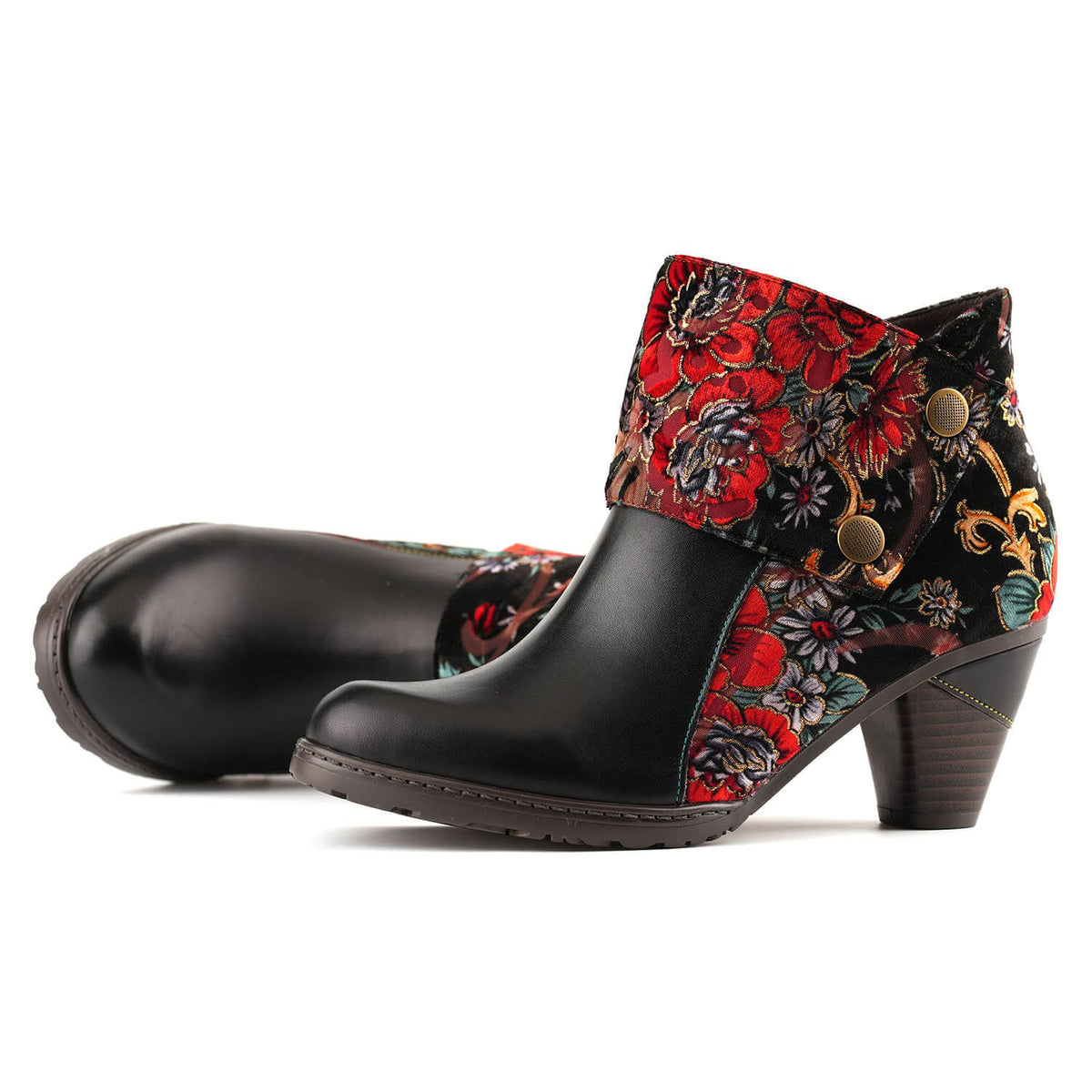 Retro Handmade Radiant Pattern Ankle Boots – product view 3
