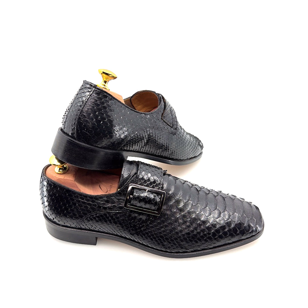 C&E Fashions C Collection Python Print Monkstrap - Black – product view 6