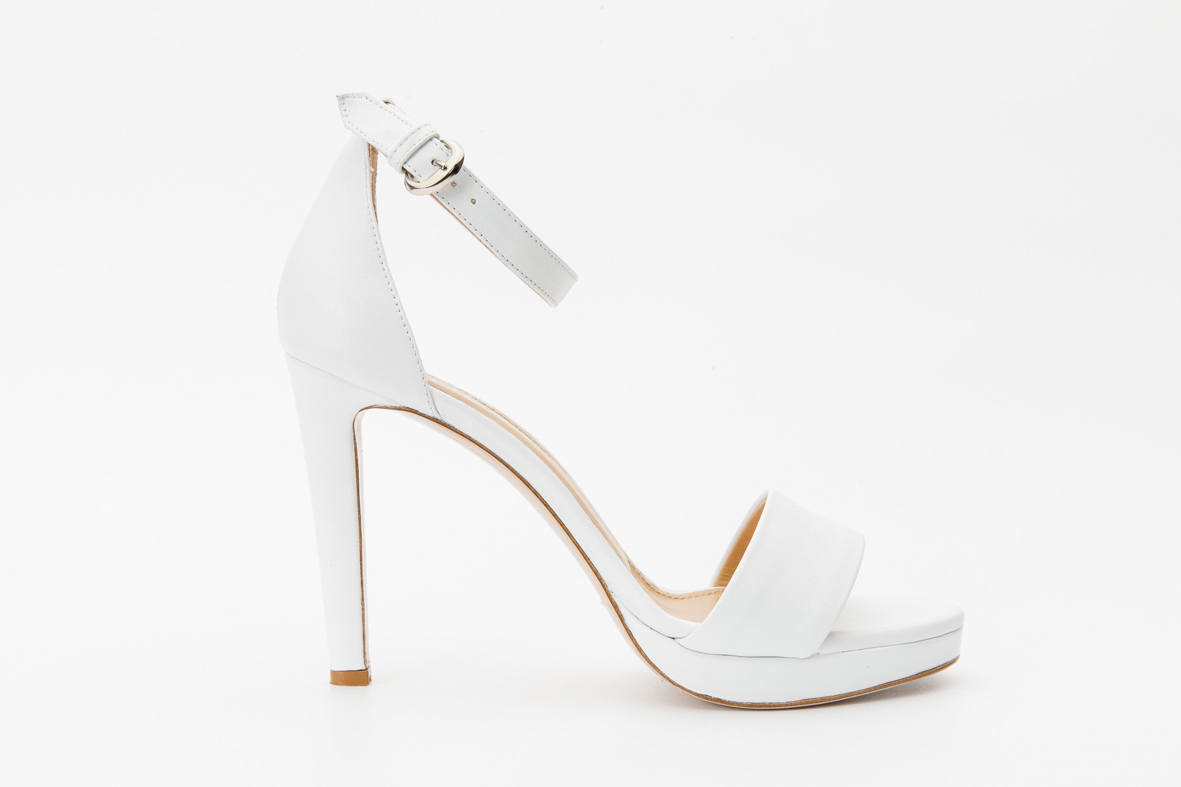 The Aksu White Leather Ankle Strap Women Sandal Final Sale!