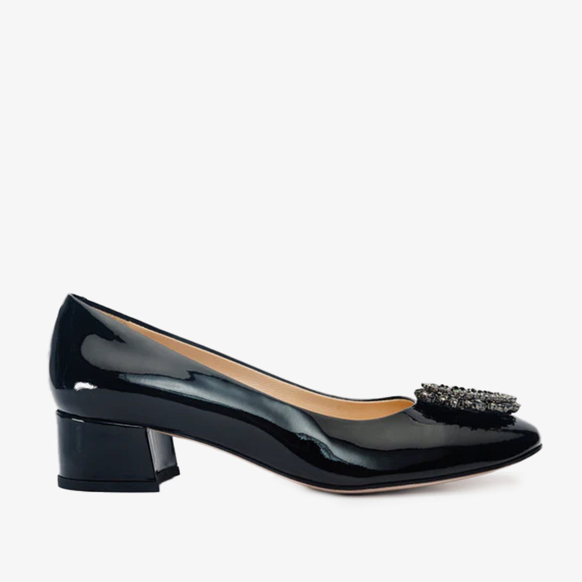 Vinci Leather The Danish Black Patent Leather Block Heel Pump Women Shoe – product view 1