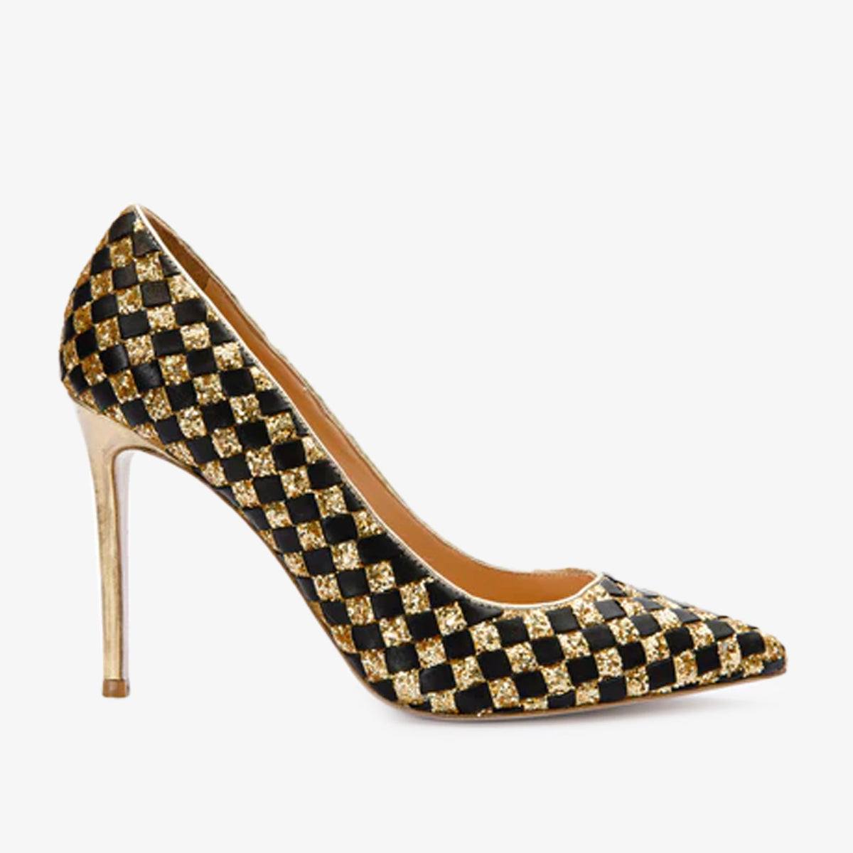 Vinci Leather The Saks Tory Gold & Black Handwoven Leather Pump Women Shoe – product view 1