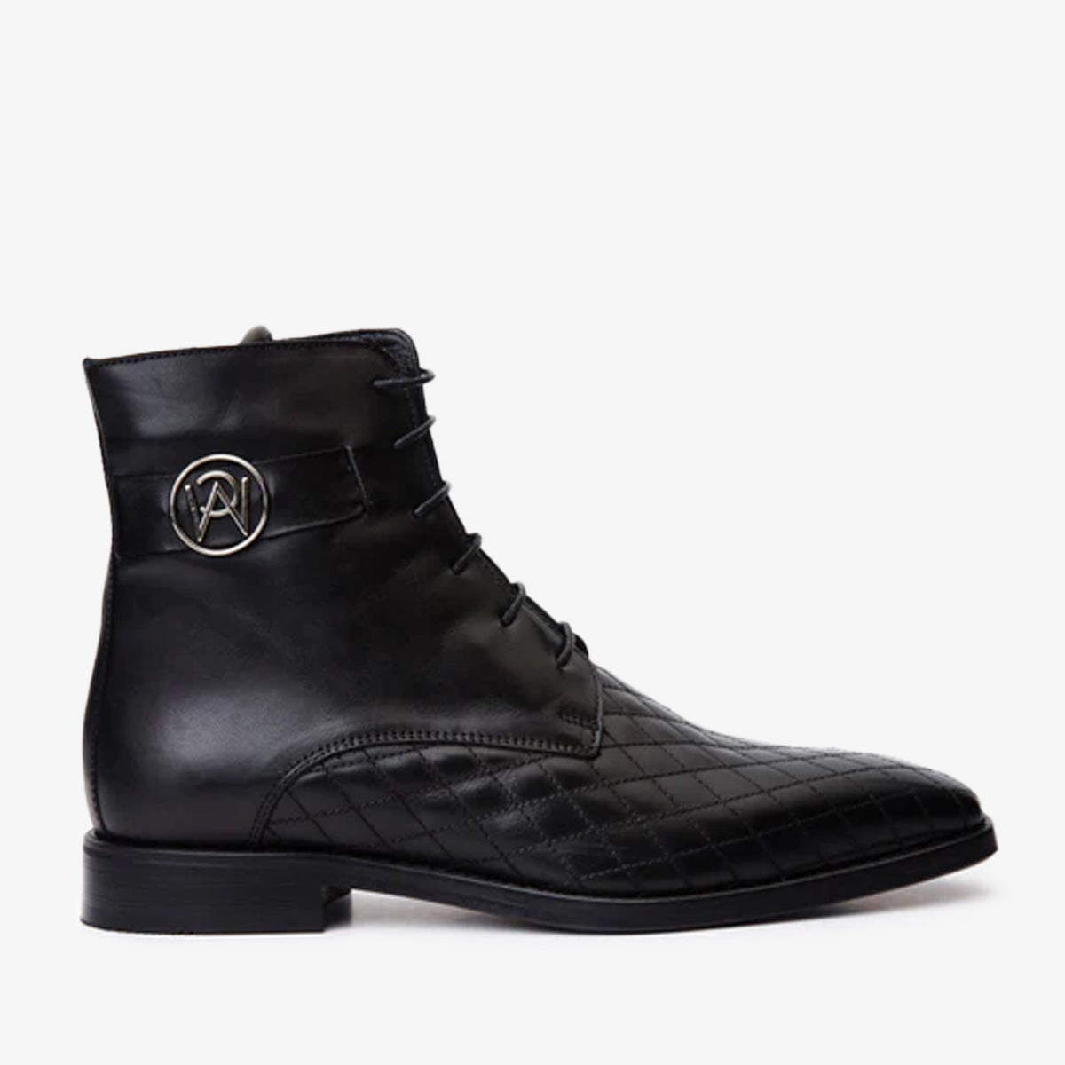 Vinci Leather The Zeus Black Leather Lace-Up Men Boot with a Zipper – product view 1
