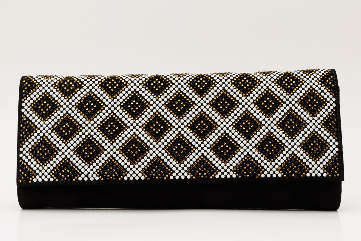 Vinci Leather The Nampula Black Glitter Suede Leather Clutch – product view 2