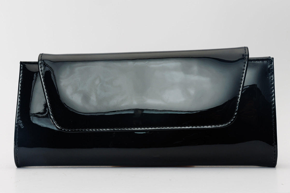 Vinci Leather The Ege Black Patent Leather Clutch – product view 2