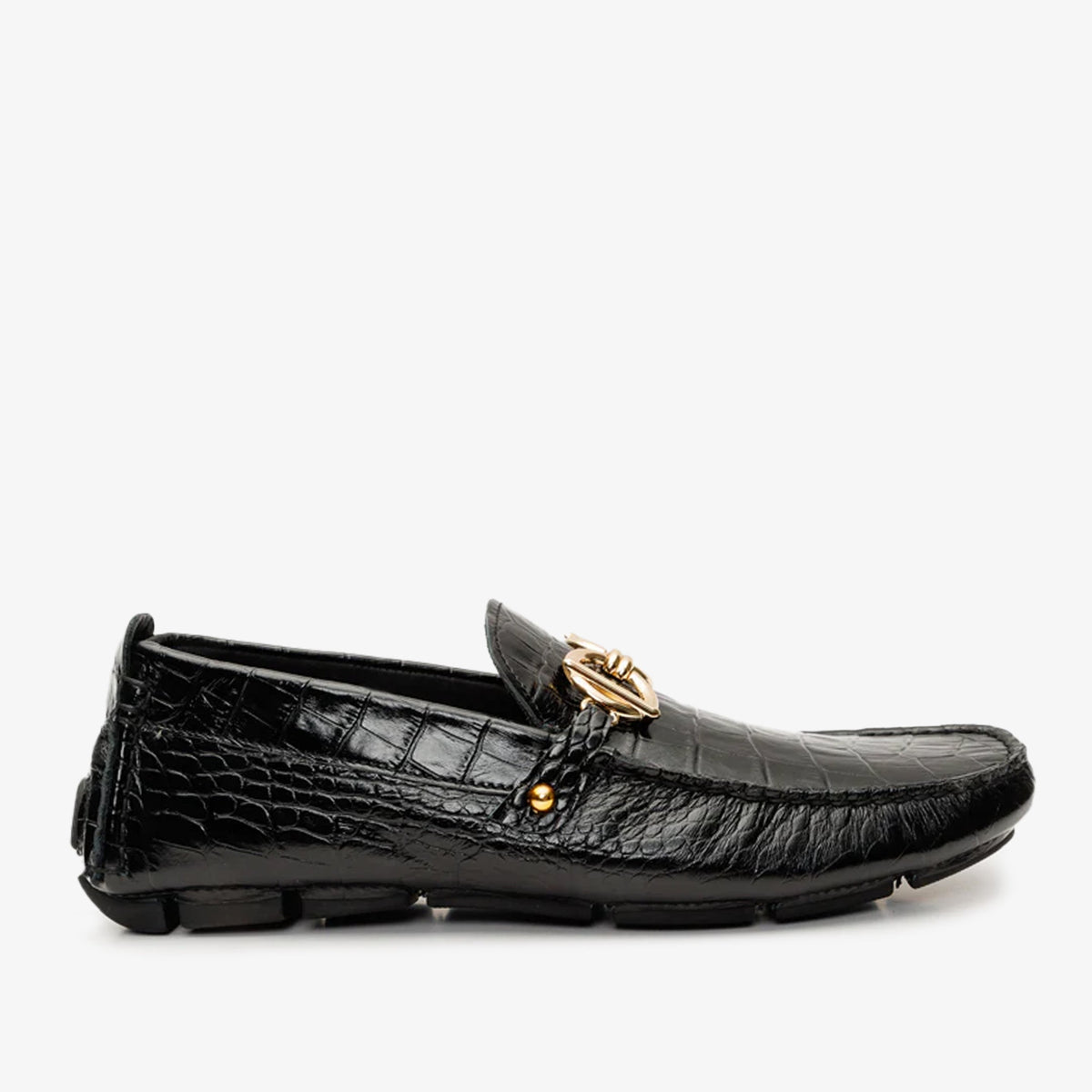 Vinci Leather The Pisa Black Leather Bit Drive Loafer Men Shoe – product view 1