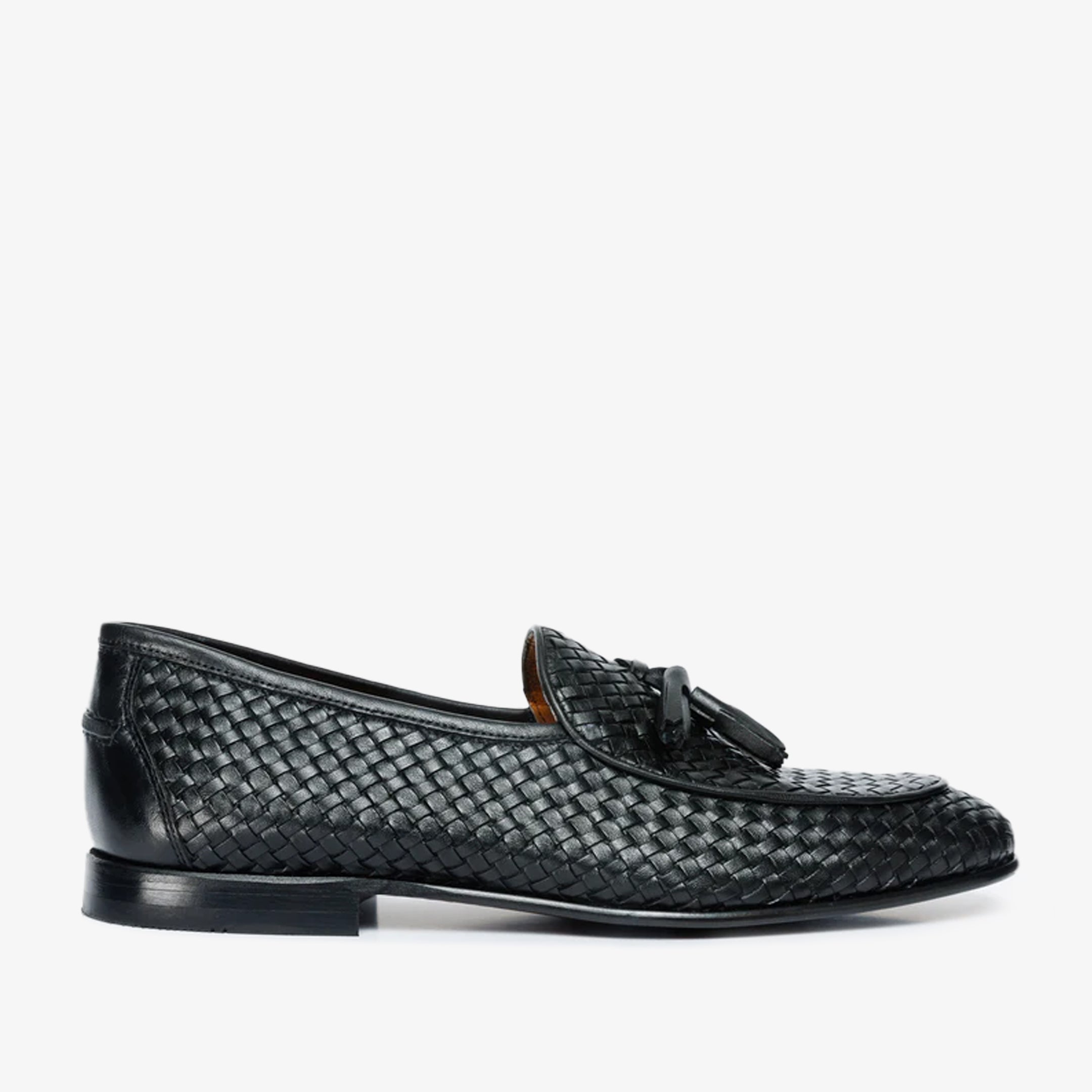The Mclean Shoe Black Leather Woven Tassel Loafer Men Shoe