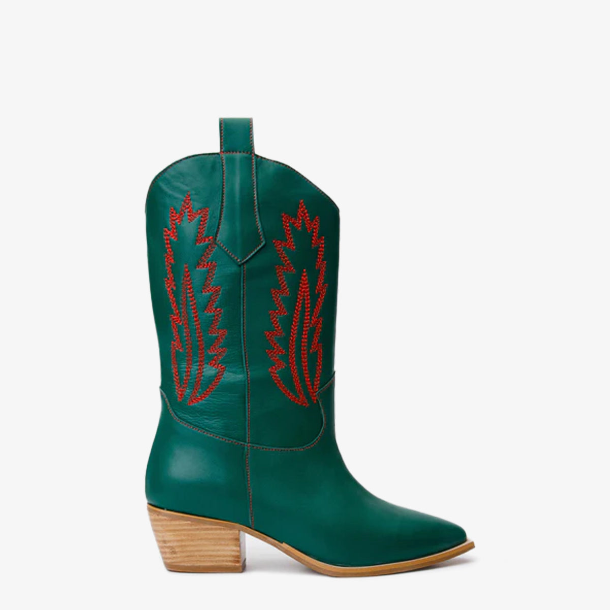 Vinci Leather The Togg Green Leather Cowboy Women Boot Final Sale! – product view 1