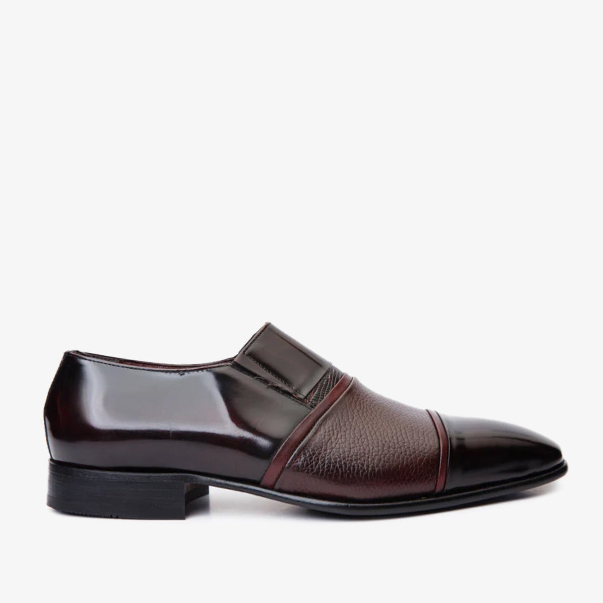 Vinci Leather The Everest Burgundy & Burneshed Leather Cap Toe Dress Loafer Men Shoe – product view 1