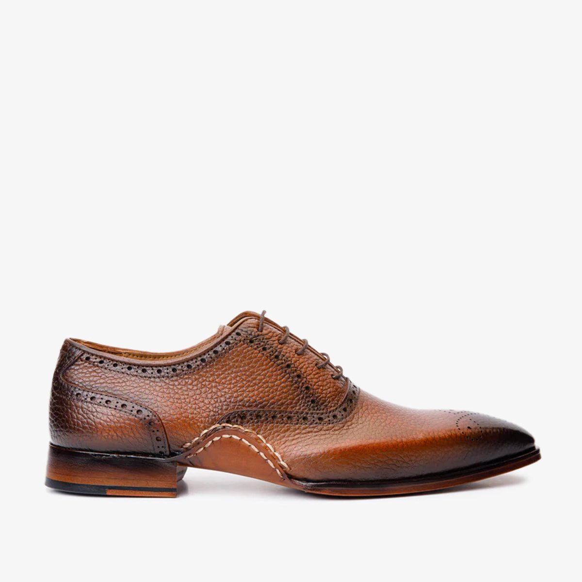 Vinci Leather The Draco Handmade Tan Semi Brogue Oxford Men Shoe – product view 1