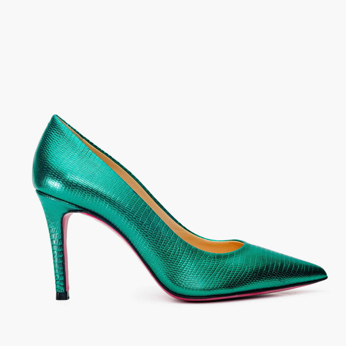 Vinci Leather The Maple Green Leather Pump Fuchsia Sole Women Shoe – product view 1