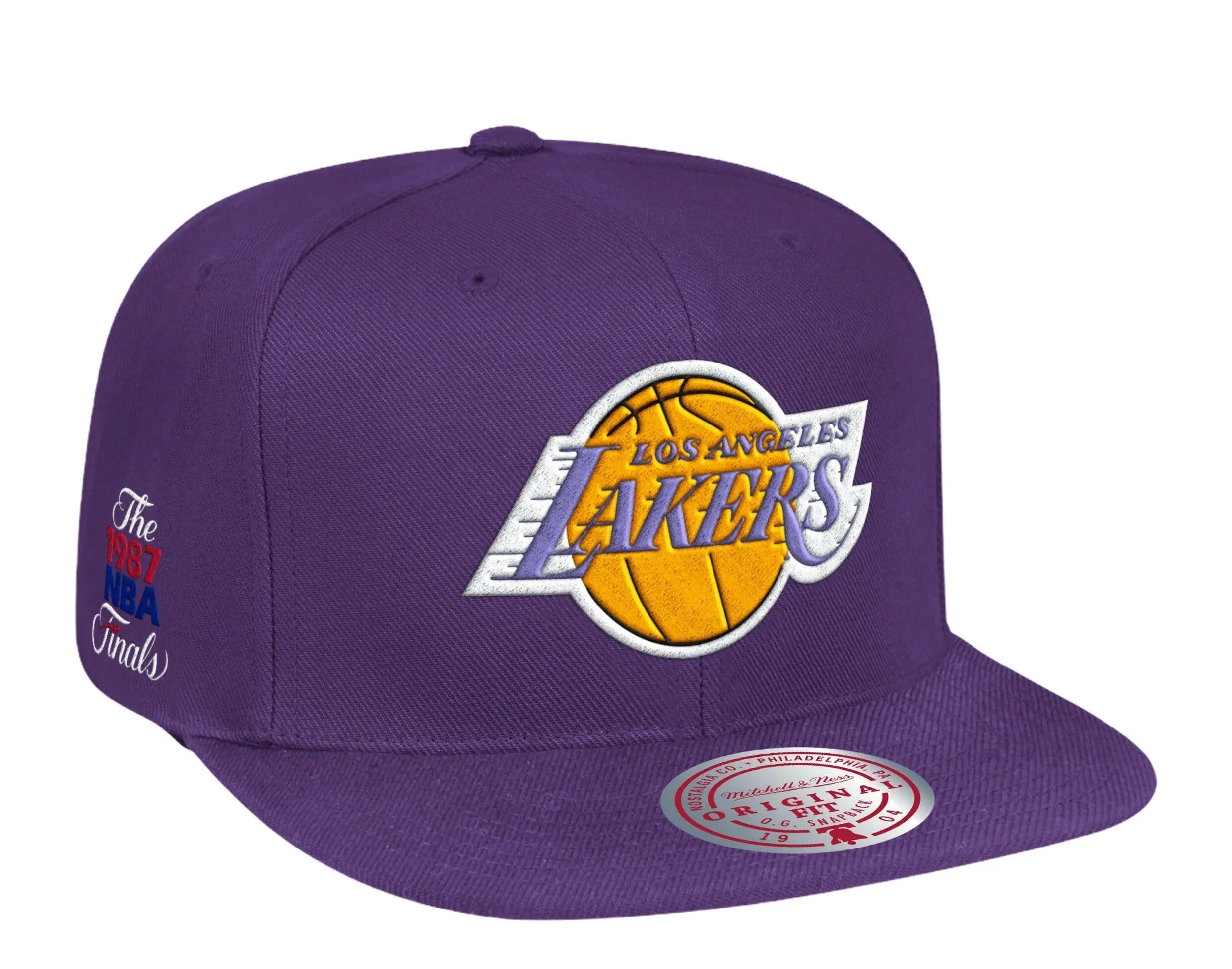 Mitchell & Ness Los Angeles Lakers HWC 1987 Finals Patch Snapback Hat — Purple Adjustable Cap