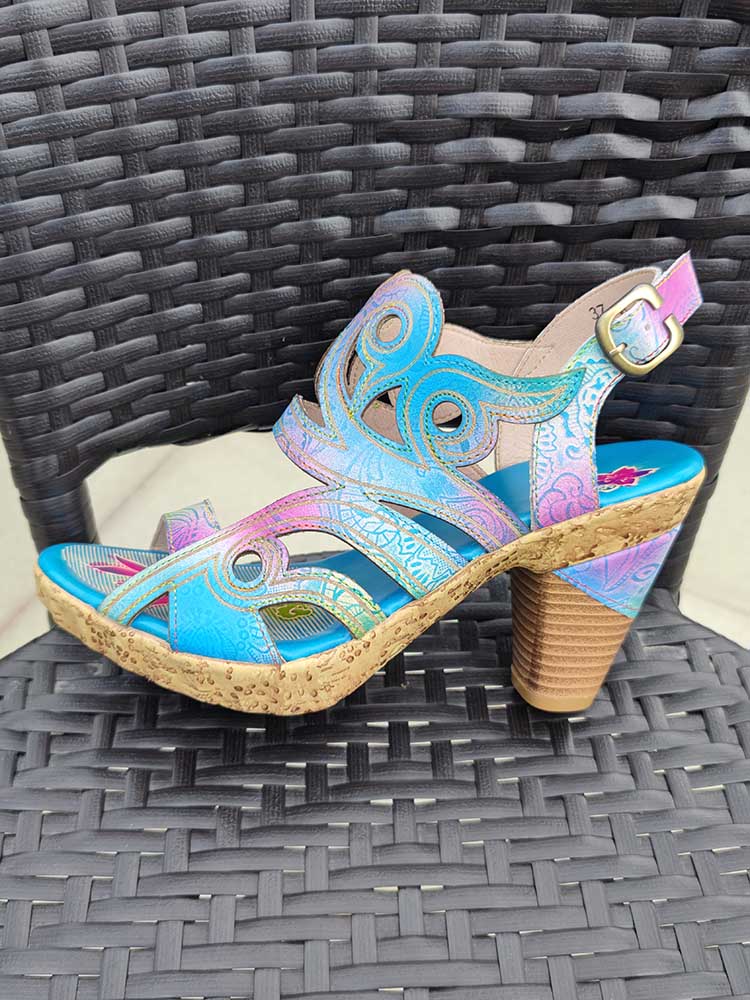 Zendaya Hand-painted Genuine Leather Sandals – product view 6