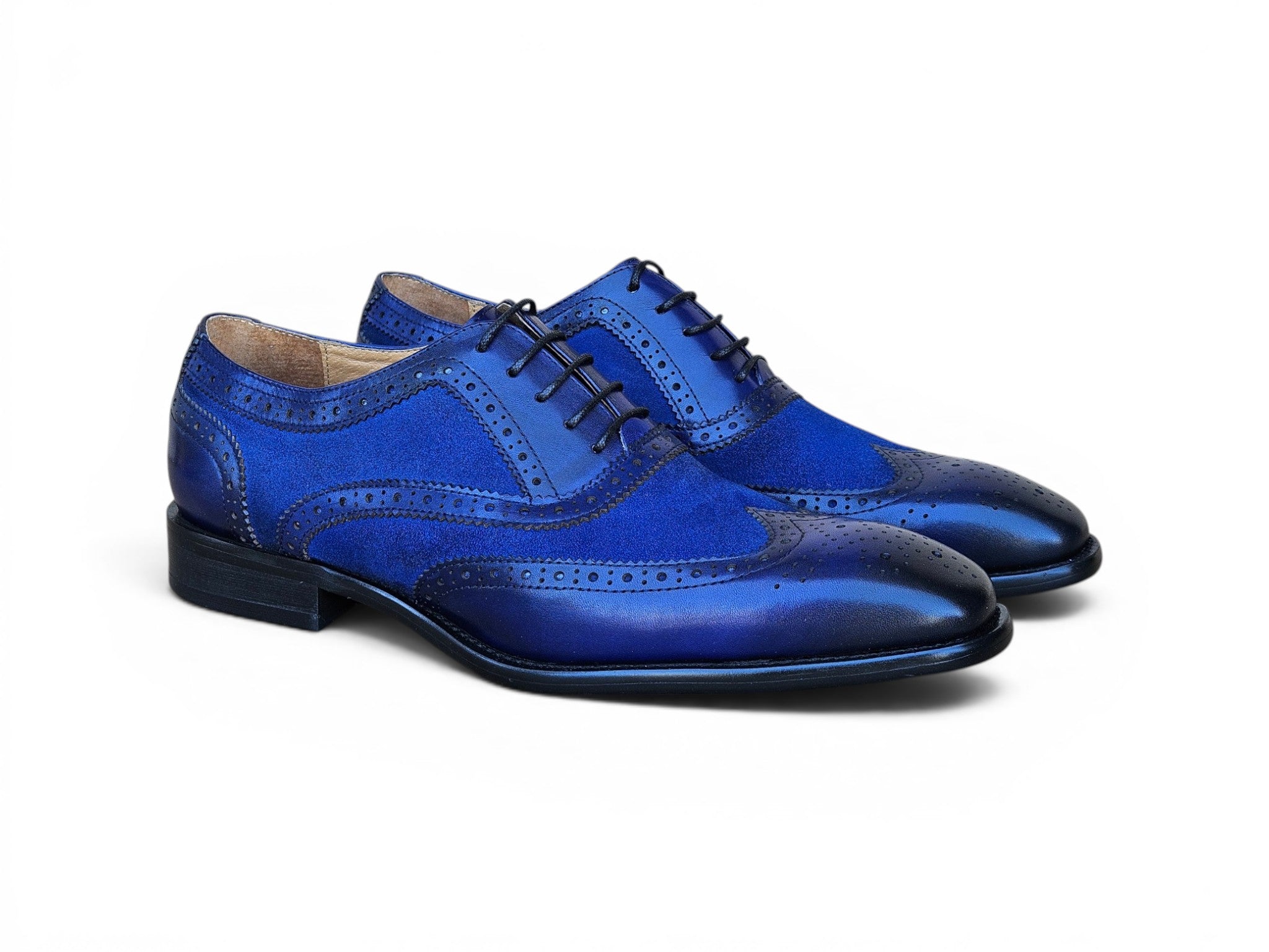 Carrucci Shoes Men's Wingtip Oxford Leather And Suede KS509 25SC