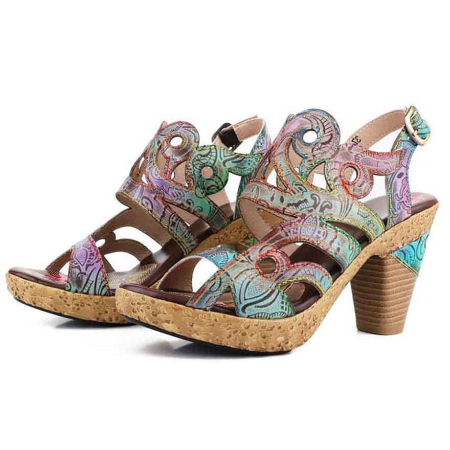 Zendaya Hand-painted Genuine Leather Sandals – product view 17