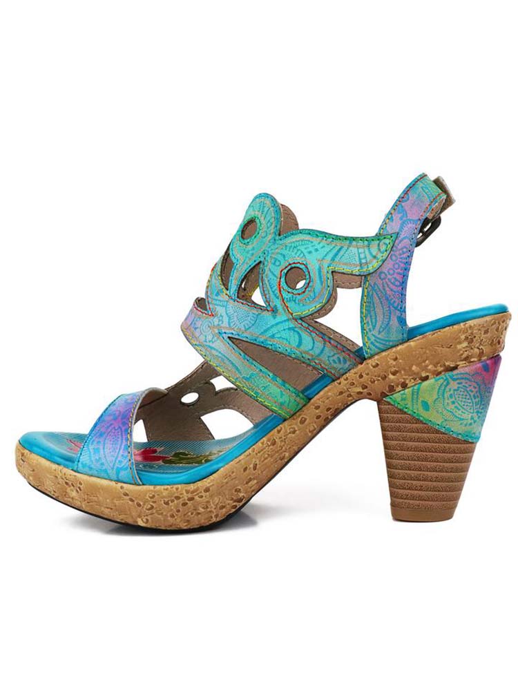 Zendaya Hand-painted Genuine Leather Sandals – product view 3