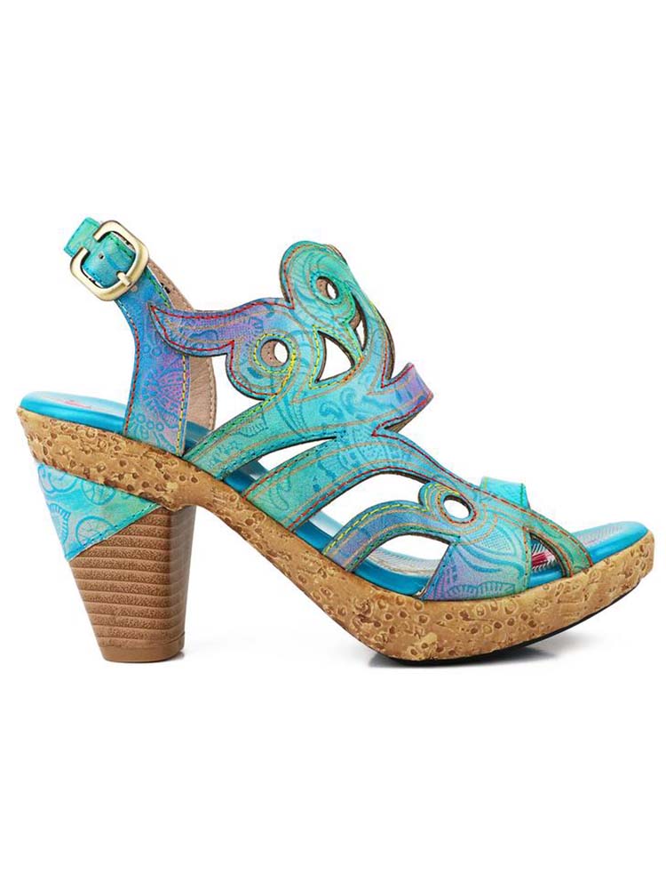 Zendaya Hand-painted Genuine Leather Sandals – product view 4