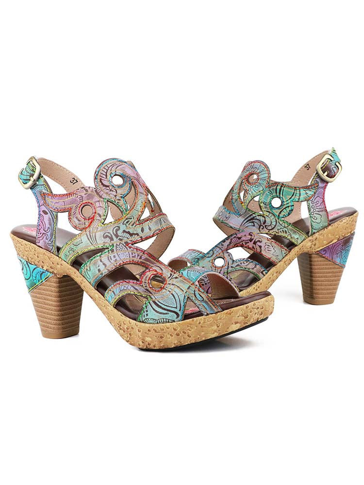 Zendaya Hand-painted Genuine Leather Sandals – product view 20