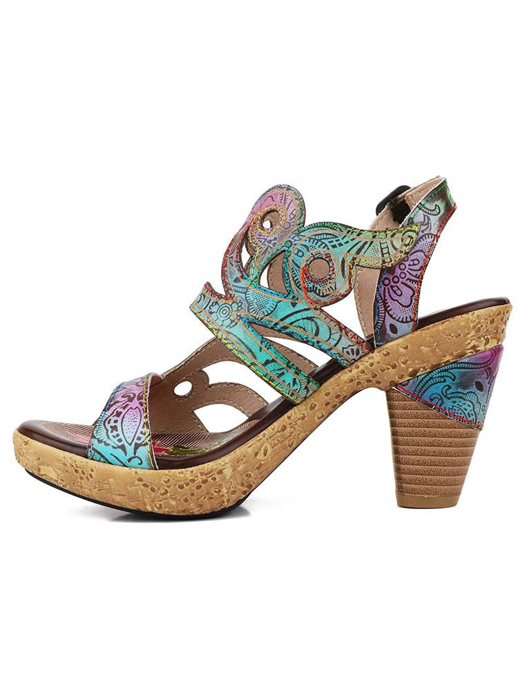 Zendaya Hand-painted Genuine Leather Sandals – product view 21