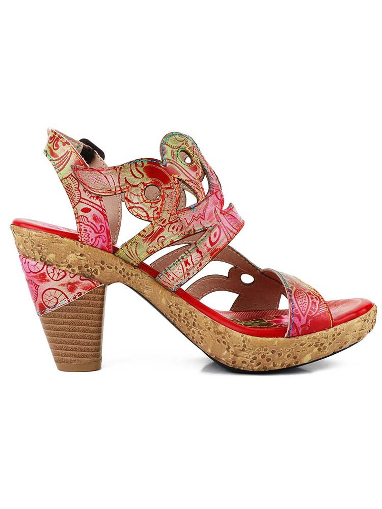 Zendaya Hand-painted Genuine Leather Sandals – product view 12